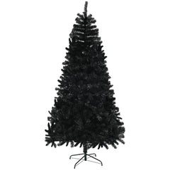 HOMCOM 7.5ft Unlit Artificial Black Christmas Tree, Holiday Decor with 1346 Branch Tips, Auto Open and Steel Base