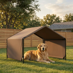 PawHut Portable Dog Tent Water Resistant for Outdoor Shade Protection, Brown
