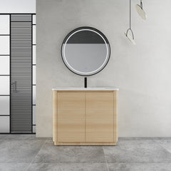 40'' Freestanding Bathroom Vanity with White Ceramic Sink & 2-Soft-Close Door, KD-Packing, Plywood