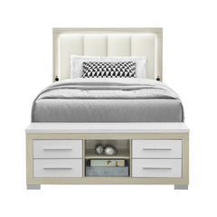Elsa Natural and White Storage and LED Full Bed