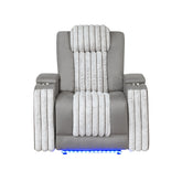 Duran Grey Power Recliner with Power Headrest and LED