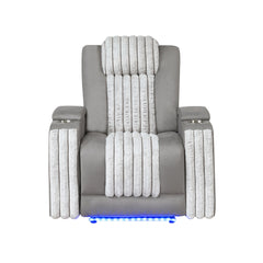 Duran Grey Power Recliner with Power Headrest and LED