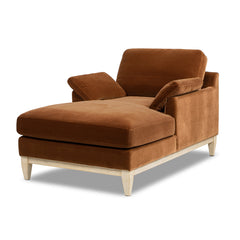Pasadena Modern Farmhouse Chaise Lounge Chair, Burnt Orange Performance Velvet