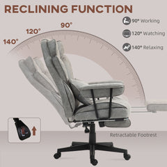 HOMCOM 396lbs. Big and Tall Office Chair, Executive Office Chair with Footrest, Lumbar Support, and Reclining Function, Gray