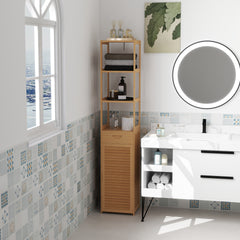 kleankin Bathroom Storage Cabinet with Drawer and Slatted Shelves