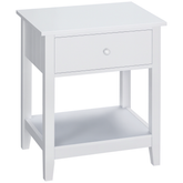 HOMCOM Modern Side Table for Living Room, End Table, 2-tier Side Table with Drawer and Storage Shelf, White