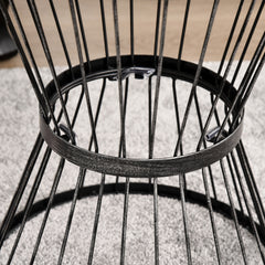 Outsunny 16" Steel Patio Side Table, Garden End Table with Hourglass Design, Accent Table for Outdoor and Indoor Use, Distressed Black