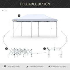 Outsunny 10'x20' Aluminum Pop Up Canopy Tent, Upgraded Thicker Tube Instant Party Tent with Wheeled Bag, 2-Level Adjustable, XL Large Ground Stakes for Events Patio Backyard