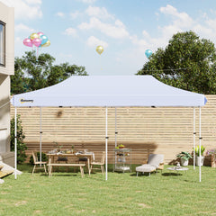 Outsunny 10'x20' Aluminum Pop Up Canopy Tent, Upgraded Thicker Tube Instant Party Tent with Wheeled Bag, 2-Level Adjustable, XL Large Ground Stakes for Events Patio Backyard