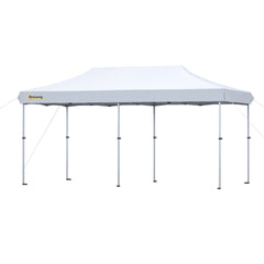 Outsunny 10'x20' Aluminum Pop Up Canopy Tent, Upgraded Thicker Tube Instant Party Tent with Wheeled Bag, 2-Level Adjustable, XL Large Ground Stakes for Events Patio Backyard