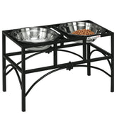 PawHut Elevated Dog Bowls, Double Stainless Steel Heavy Duty Dog Food Bowl Elevated Pet Feeding Station, 14" H