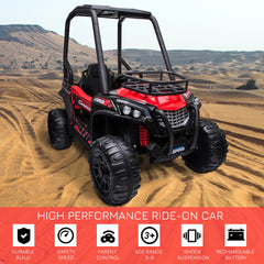 Aosom 12V Kids UTV with Music, Lights, MP3/USB, Suspension System, Remote Control, Red