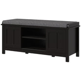 HOMCOM Modern Shoe Storage Bench, Entry Way Bench with Cushion, 2 Sliding Doors, Storage Ottoman Bench, Holds 10 Pairs, Black