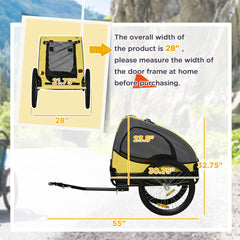 Aosom Dog Bike Trailer, Pet Stroller with Wheels for Medium Dogs, Yellow