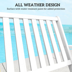 Outsunny 2-Person Foldable Wood Outdoor Bench with Backrest and Armrests for Garden, Porch, Park, Balcony, White