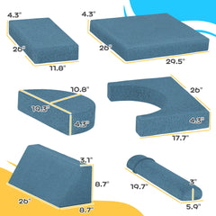 Qaba 12 Pcs Foam Climbing Blocks for Toddlers, Indoor Soft Play Equipment for Boys and Girls, Blue