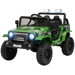 Qaba 12V Ride on Car, Ride on Truck w/ Remote, 4 Suspension Wheels, 3 MPH Max Speed, Music, Horn & Lights, Green