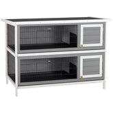 PawHut 54" 2-Story Large Rabbit Hutch Bunny Cage Wooden Pet House Small Animal Habitat with Lockable Doors, No Leak Tray and waterproof Roof for Rabbits, Chickens, Ducks, Outdoor/Indoor Dark Gray