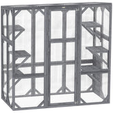 PawHut Large Wooden Catio Outdoor with 6 Jumping Platforms, Weatherproof Roof, for 1-3 Cats, 59" x 28" x 60", Gray