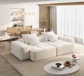 Modern Oversized Modular Sectional Sofa with 2 chaise lounge and 2 armrest,Sparkling Chenille Fabric Soft Cushion Sofa with 4 Pillows,4 PCS DIY Combination Tufted Sofa,No Assembly Required,BEIGE/WHITE