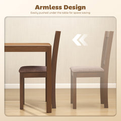 HOMCOM Dining Chairs Set of 2 Linen Upholstered Kitchen Chairs with Rubberwood Legs for Dining Room Living Room Walnut Taupe