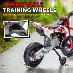 Qaba 12V Kids Electric Motorcycle w/ Twist Grip Throttle, Training Wheels, Rear Suspension & Music, Red