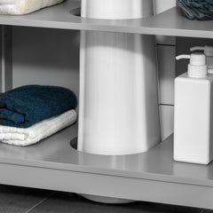 kleankin Under Sink Pedestal Storage Bathroom Cabinet, Gray