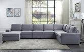 Trento 147"W Light Gray Linen 7 Seat Reversible Modular Sectional Sofa Chaise