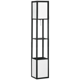 HOMCOM Modern Shelf Floor Lamp with Dual Ambient Light, Standing Lamp Living Room, Bedroom, 10.25"x10.25"x61.5", Black