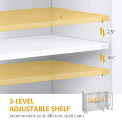 HOMCOM Sideboard, Buffet Cabinet with 3 Tempered Glass Doors, Arc Pattern and Adjustable Storage Shelf, Credenza, White