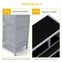 PawHut 54" 2-Story Large Rabbit Hutch Bunny Cage Wooden Pet House Small Animal Habitat Lockable Doors, Tray, Roof, Gray
