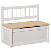 HOMCOM 2-in-1 Kids Wooden Toy Organizer Chest Storage Box with Seat Bench Cabinet Chunk Cube with Safety Pneumatic Rod White