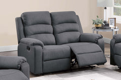 3pc Living Room Set 1x Sofa 1x Loveseat 1x Recliner Padded Armrest And Headrest Vertical Tufting Dark Gray Finish Primary Living Room Furniture