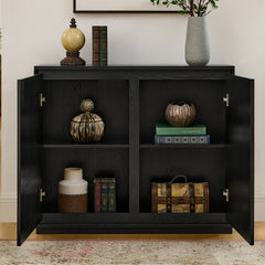 Mid Century Modern V-shape Storage Cabinet, Buffet Cabinet with Storage, Narrow Side Cabinet for Living Room Entryway Hallway Kitchen, Coffee Bar, Black