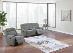 Modern 2pc Living Room Set 1x Loveseat 1x Recliner Corduroy Fabric Upholstered Pillow Arms Cushion Back Ash Finish Primary living Room Furniture
