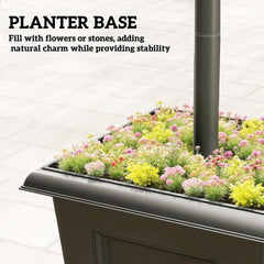 Outsunny 63" Solar Lamp Post Lights 2 Pack, Waterproof LED Solar Light Posts with Planter, Black