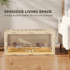 PawHut Hamster Cage with Easy View Acrylic Panels, Air Vents & Openable Roof, for Gerbil, Guinea Pig, 39" x 20" x 18.5", Oak