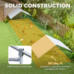 PawHut Large Chicken Coop with Waterproof and Anti-UV Cover, Spire Shaped for Outdoor and Yard Farm Use, 39' x 10' x 6.4'