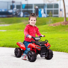 Aosom 6V Battery Powered Electric ATV, Quad Four Wheeler Ride On Toy Car w/ LED Headlights for Kids Toddlers, Red