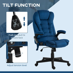 Vinsetto 6 Point Executive Office Chair with Heat, Velvet High Back Vibrating Massage Office Chair, Drak Blue