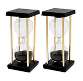 Set of 2, 3x3x7" Stanley 15-minute Hourglass, Framed with an Metal stand, Black