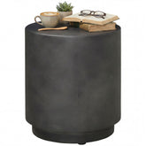 HOMCOM Lightweight Accent Table with Concrete Finish Round Side Table, Dark Gray
