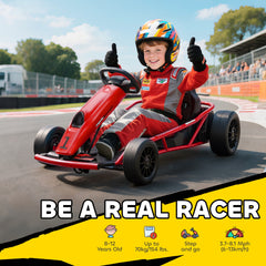 Aosom 24V Electric Go Kart for Kids, Drift Ride-On Racing Go Kart with 2 Speeds, for Boys Girls Aged 8-12 Years Old, Red