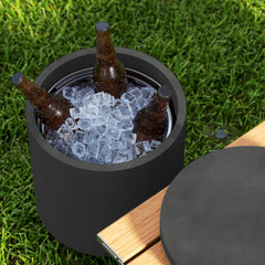 HOMCOM 2.6 Gal Outdoor Side Table, 3-In-1 Concrete Cooler Bar Table with Storage, Removable Ice Bucket and Lid, Charcoal Gray