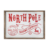 26x18"H Iron/Wood North Pole Trading Company Wall Sign, for Christmas Holiday Table Wall Decor
