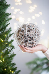 D6" Iced Twig Ball, Decorative Hanging Ball Christmas Tree Ornaments for Holiday Party Decorations, Set of 4