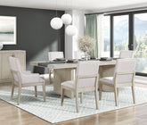Beautiful Antique White Finish Dining Set 7pc Extendable Table and Upholstered Chairs Wooden Classic Furniture