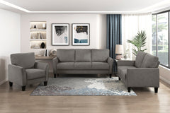 Modern Contemporary Sofa Set 3pc Brown Gray Upholstered Sofa Loveseat Chair Plush Seat Comfort Durable Solid Wood Living Room Furniture