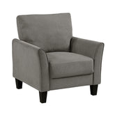 Modern Contemporary Upholstered Chair Brown Gray Plush Seat Comfort Durable Solid Wood Living Room Furniture 1pc