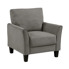 Modern Contemporary Upholstered Chair Brown Gray Plush Seat Comfort Durable Solid Wood Living Room Furniture 1pc